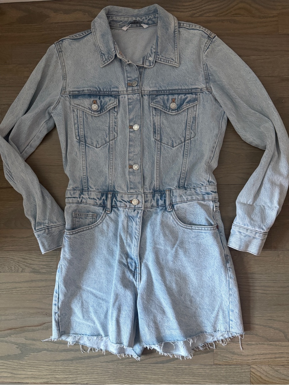 Zara Light Blue Denim Romper